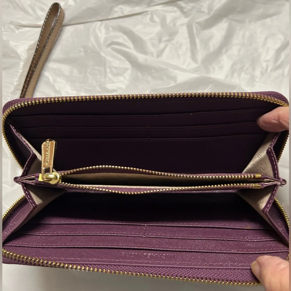 New Jet set Michael Kors Plum Zip Wristlet/wallet with Tan Strap - Picture 10 of 13